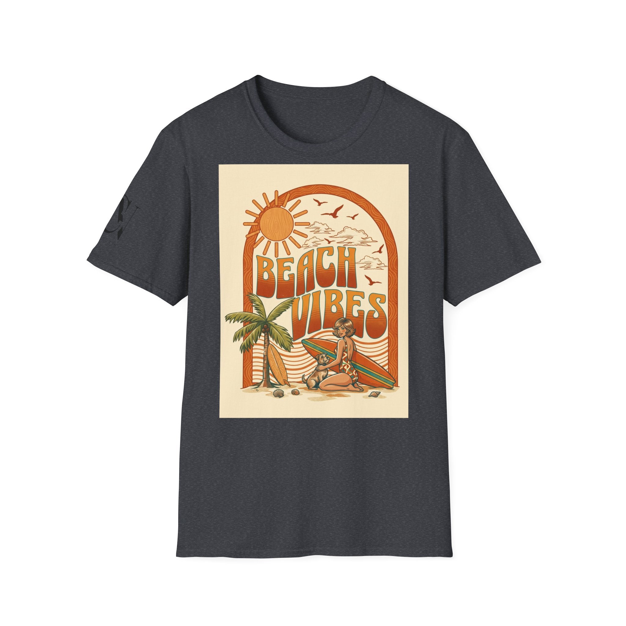 Beach Vibes T-Shirt — Retro Sun & Palm Graphic Tee Printify