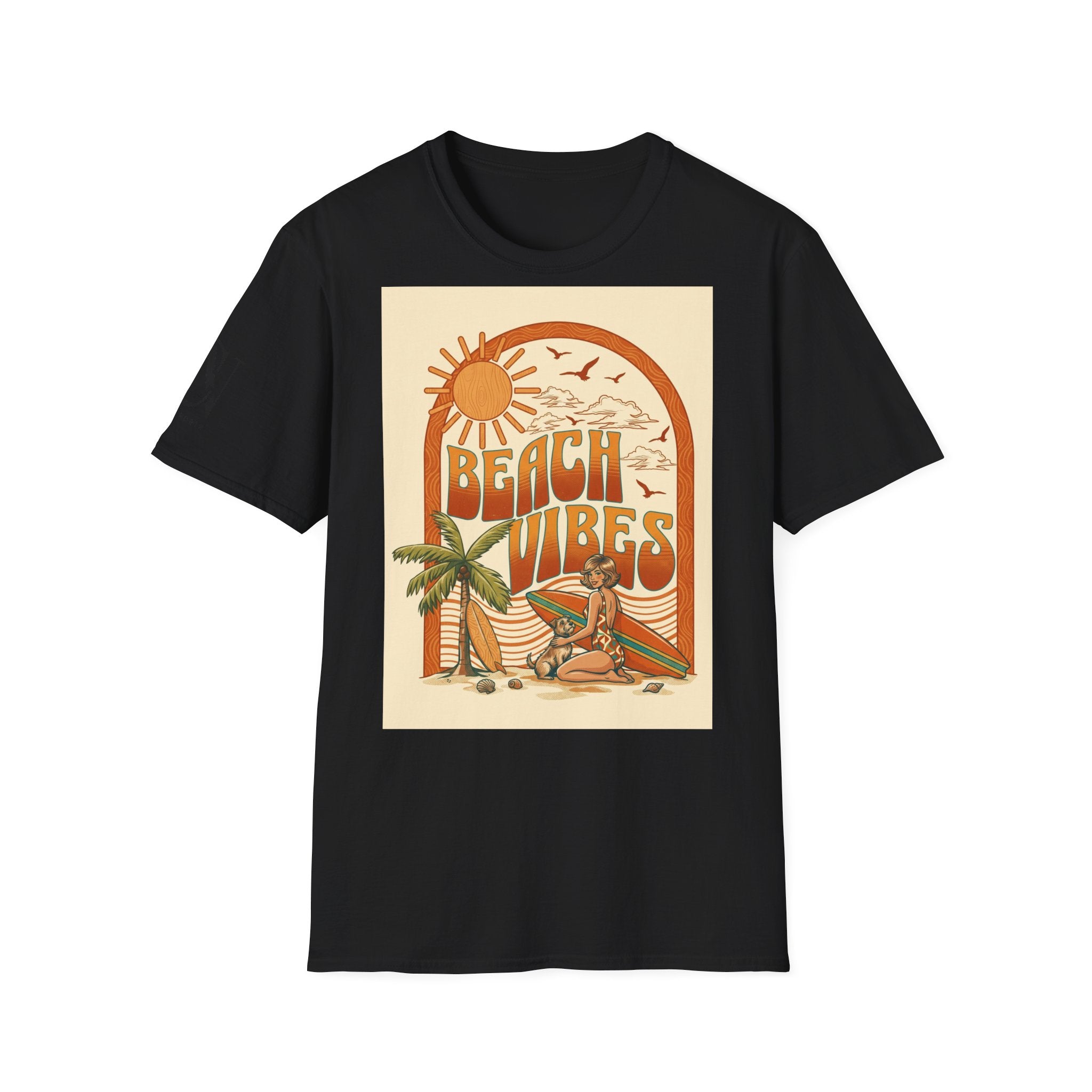 Beach Vibes T-Shirt — Retro Sun & Palm Graphic Tee Printify