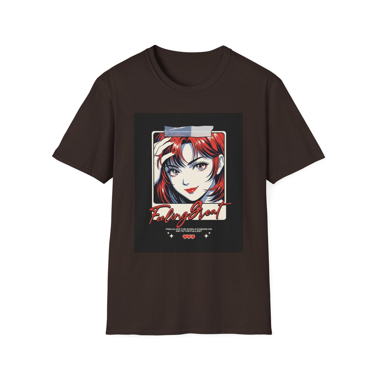 Anime Girl Portrait T-Shirt — Retro Redhead Illustration Tee Printify