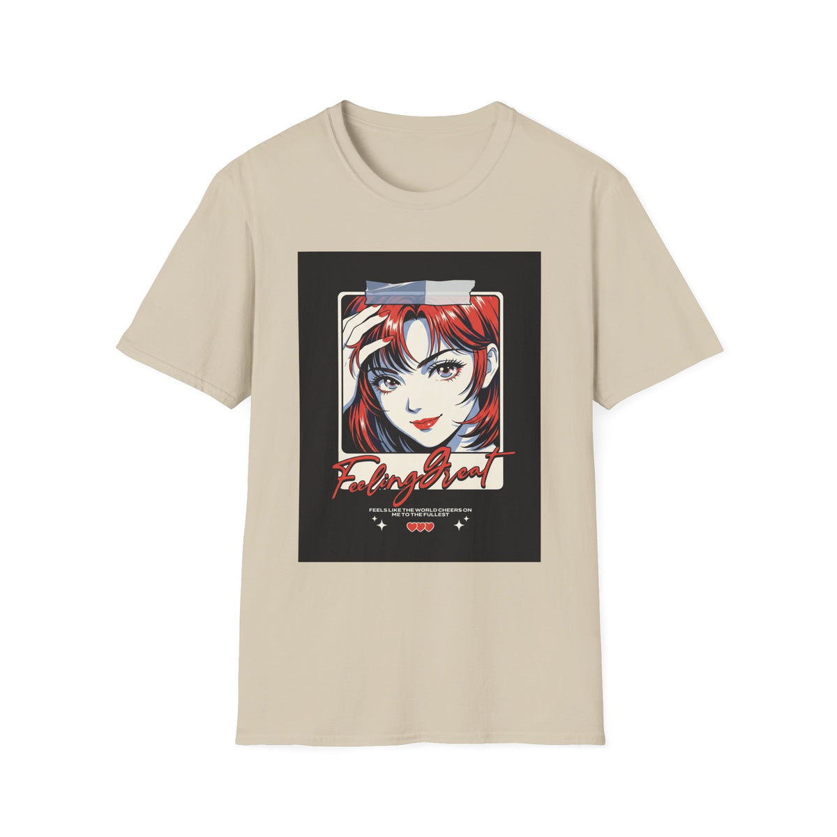 Anime Girl Portrait T-Shirt — Retro Redhead Illustration Tee Printify