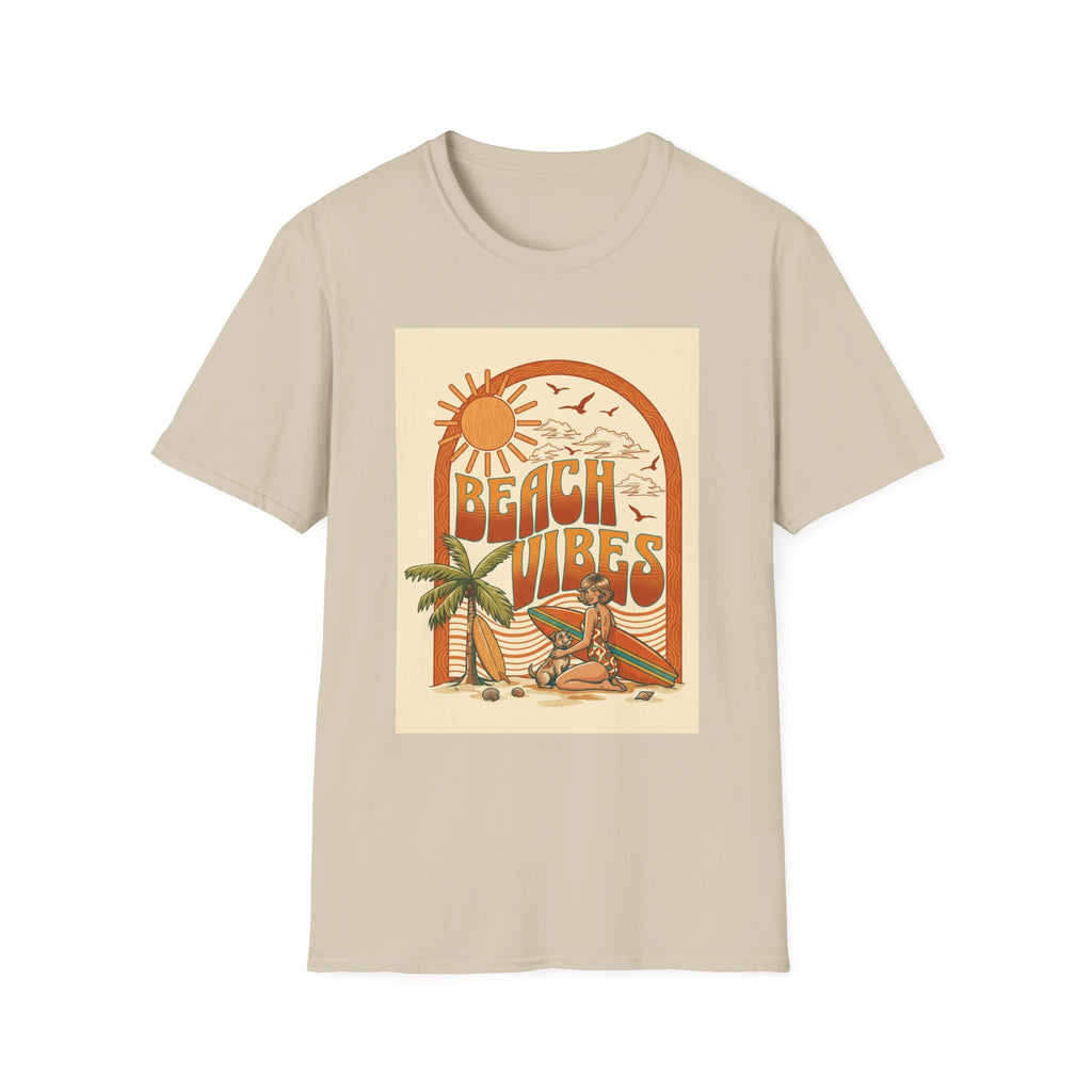 Beach Vibes T-Shirt — Retro Sun & Palm Graphic Tee Printify