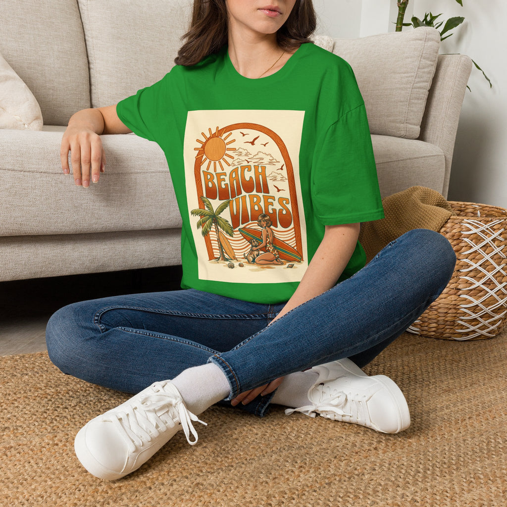 Beach Vibes T-Shirt — Retro Sun & Palm Graphic Tee Printify