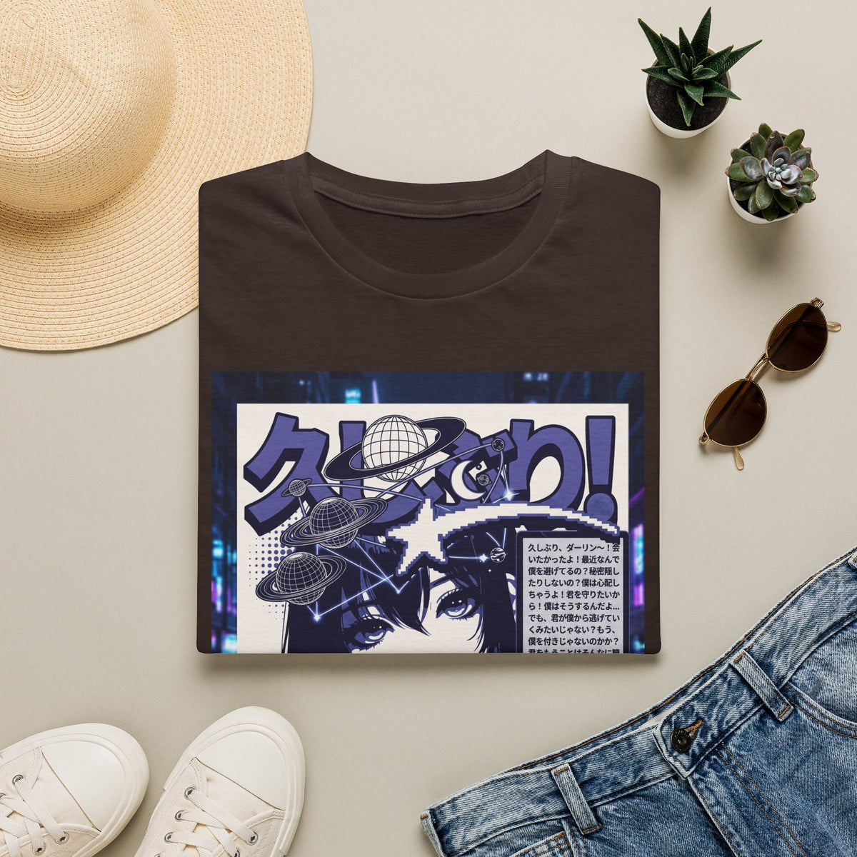 Anime Space Girl T-Shirt — Japanese Graphic Aesthetic Printify