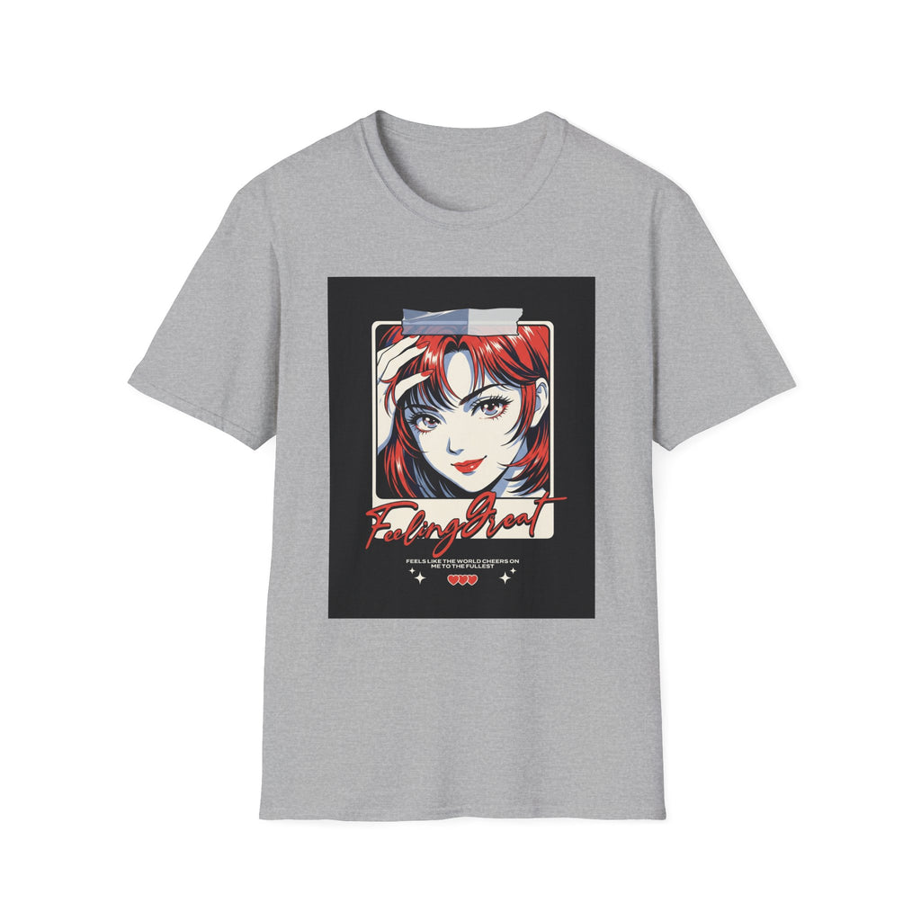 Anime Girl Portrait T-Shirt — Retro Redhead Illustration Tee Printify