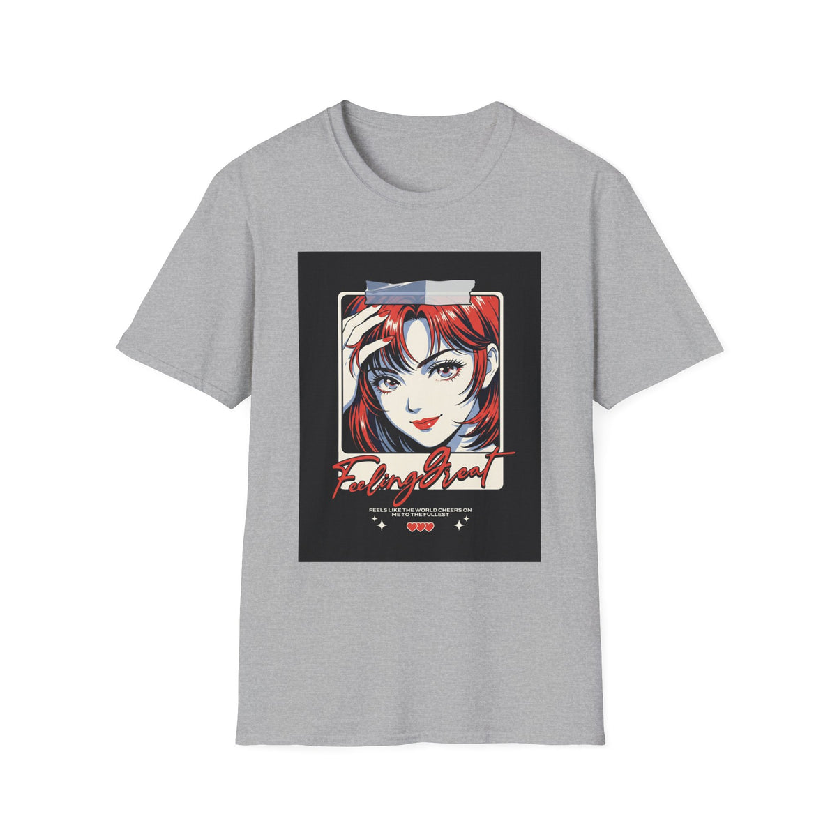 Anime Girl Portrait T-Shirt — Retro Redhead Illustration Tee Printify