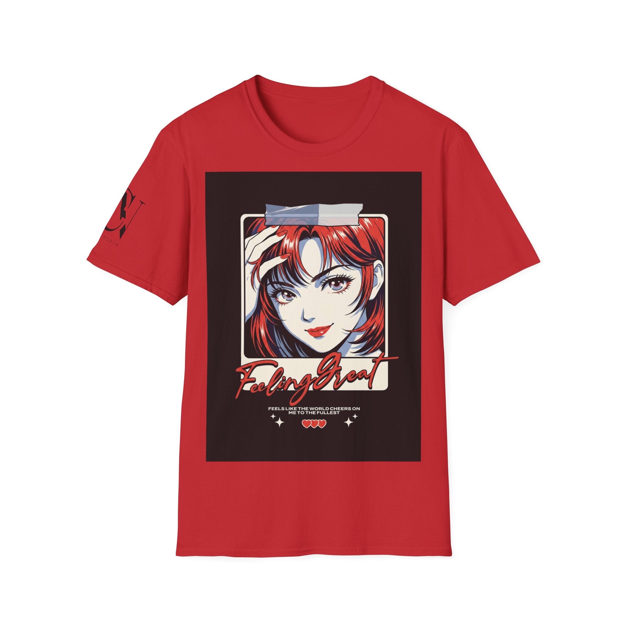 Anime Girl Portrait T-Shirt — Retro Redhead Illustration Tee Printify