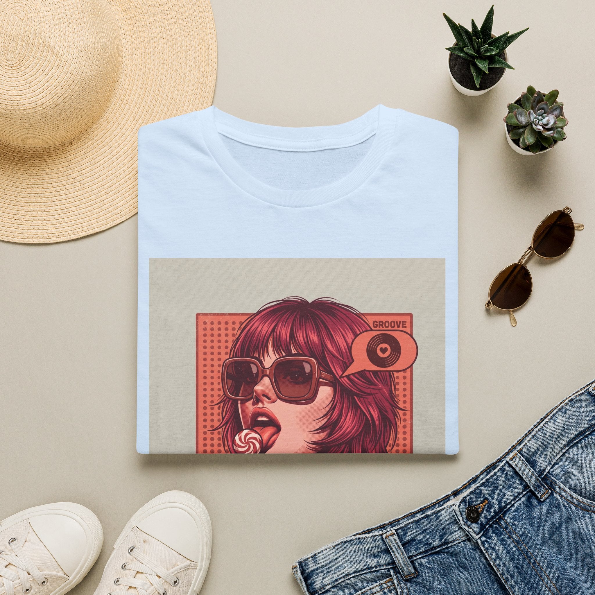Retro Pop Art T-Shirt — 'Relax, Baby' Sunglasses Girl Graphic Printify