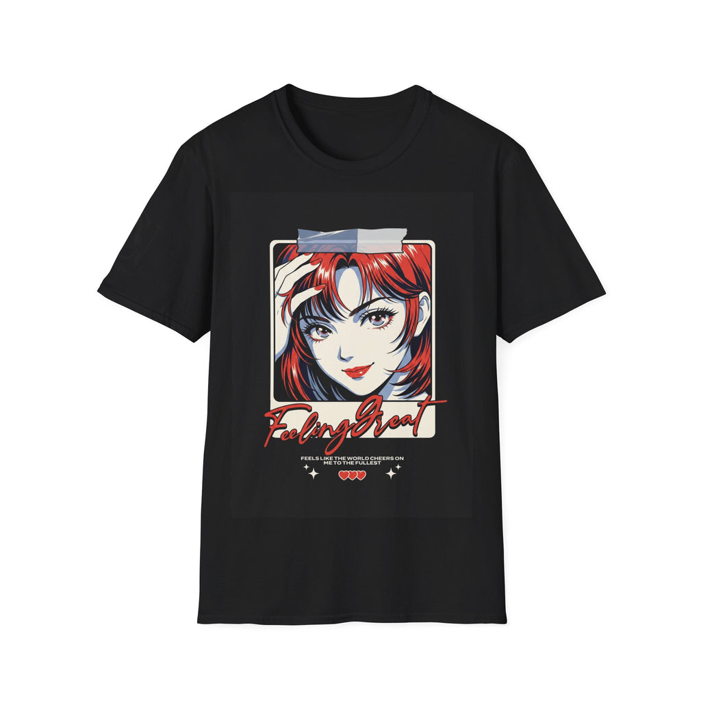 Anime Girl Portrait T-Shirt — Retro Redhead Illustration Tee Printify