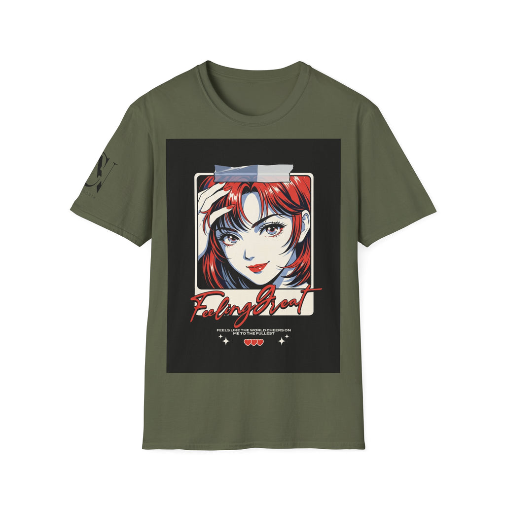 Anime Girl Portrait T-Shirt — Retro Redhead Illustration Tee Printify