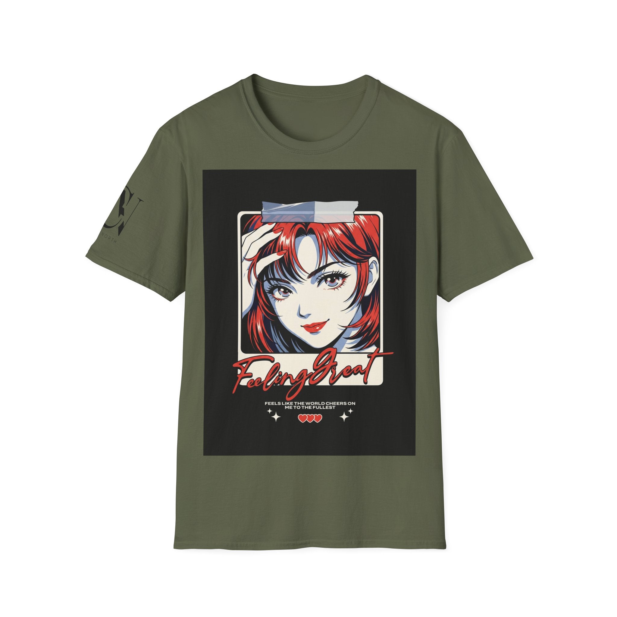 Anime Girl Portrait T-Shirt — Retro Redhead Illustration Tee Printify