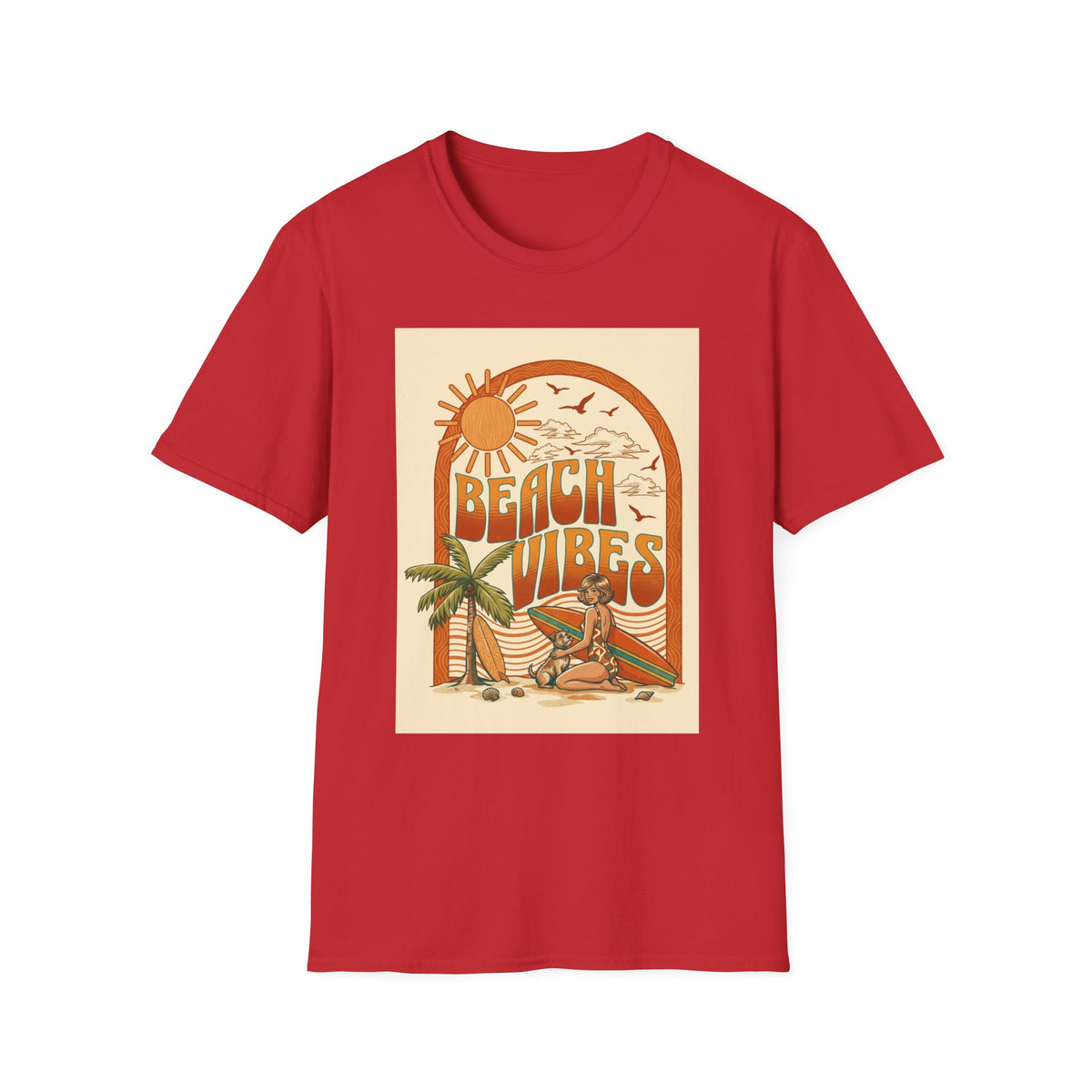 Beach Vibes T-Shirt — Retro Sun & Palm Graphic Tee Printify
