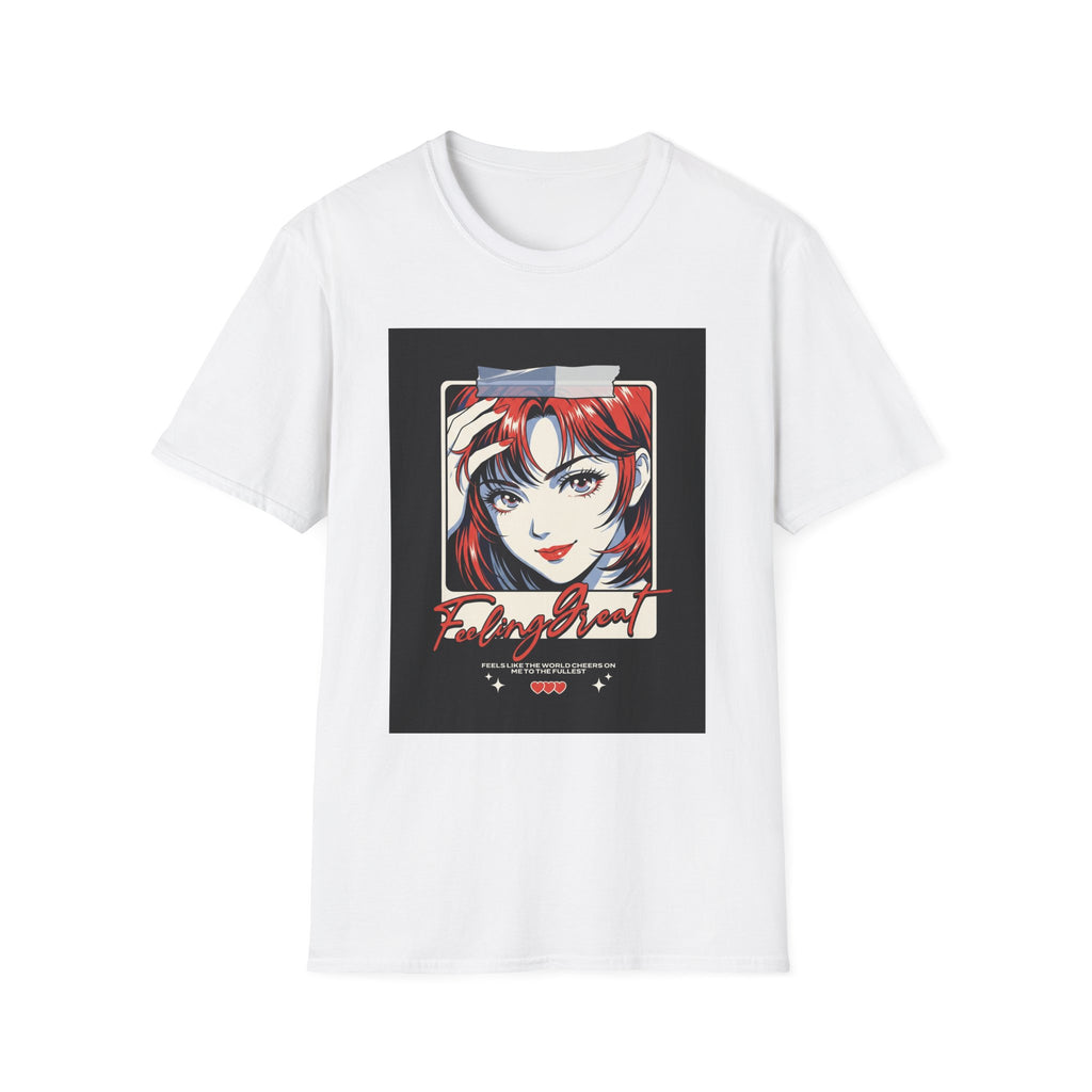 Anime Girl Portrait T-Shirt — Retro Redhead Illustration Tee Printify