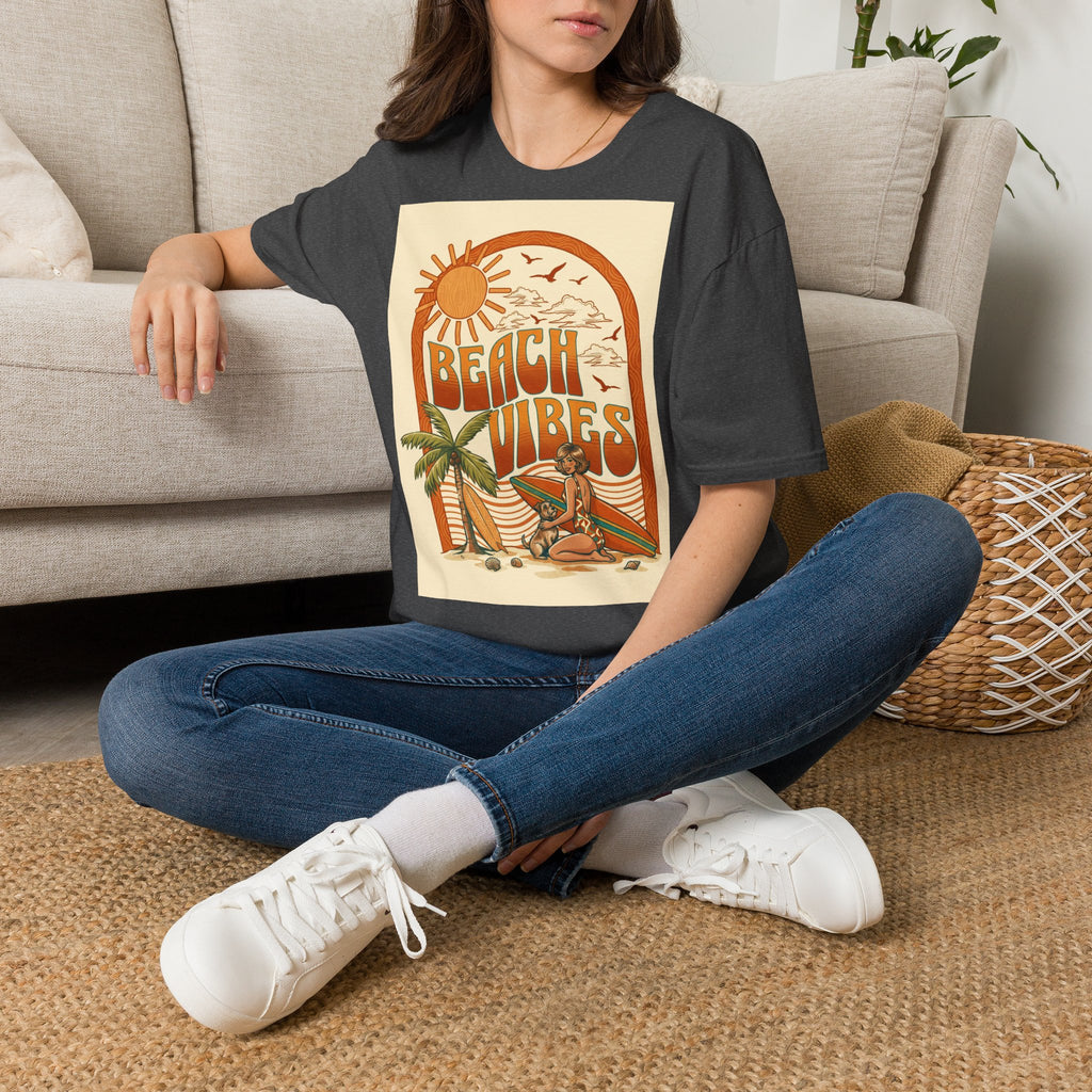 Beach Vibes T-Shirt — Retro Sun & Palm Graphic Tee Printify