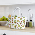 Cute Avocado Pattern Lunch Bag – Insulated Reusable Tote with Smiling Avocado Design