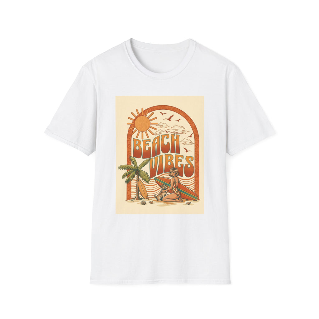 Beach Vibes T-Shirt — Retro Sun & Palm Graphic Tee Printify