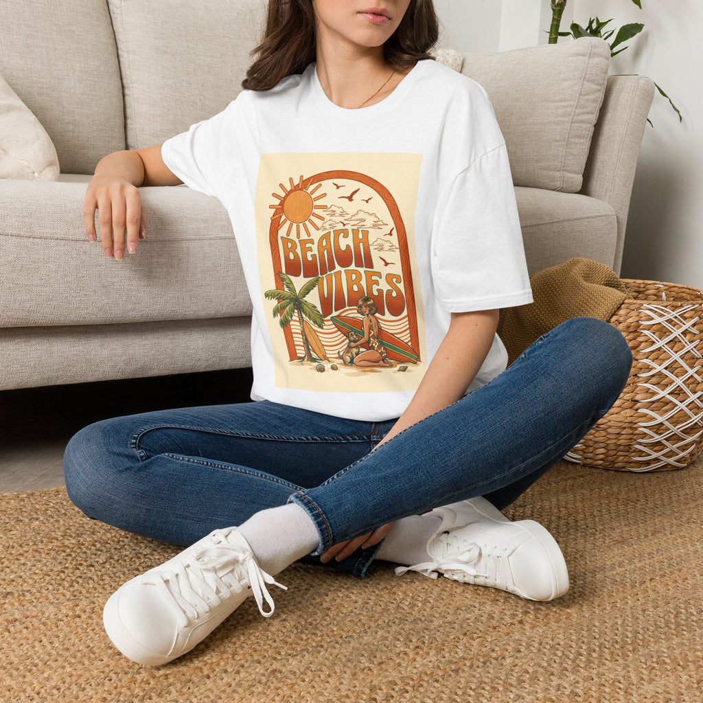 Beach Vibes T-Shirt — Retro Sun & Palm Graphic Tee Printify