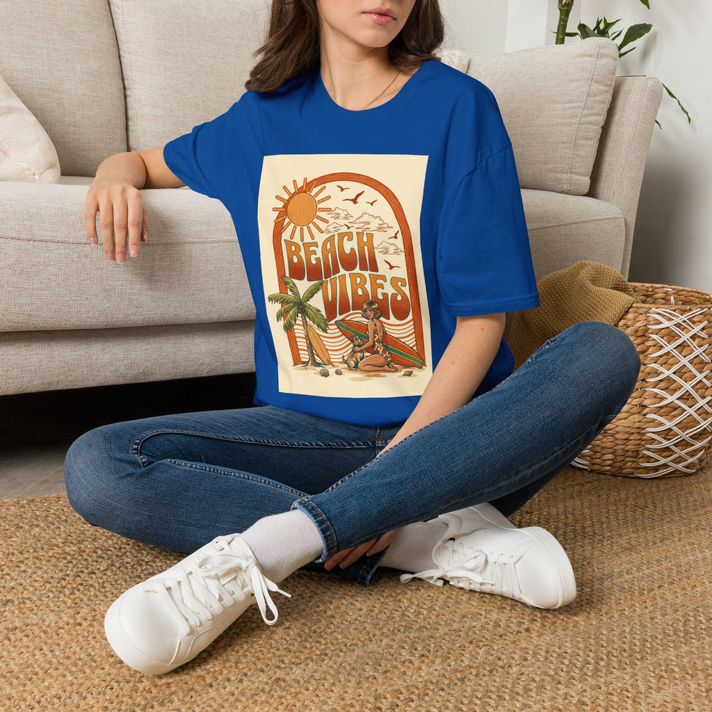 Beach Vibes T-Shirt — Retro Sun & Palm Graphic Tee Printify