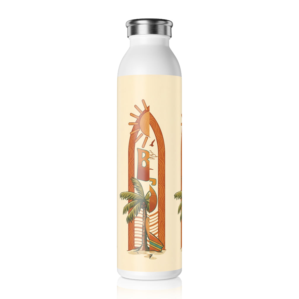 Slim Water Bottle – Retro "Beach Vibes" Surfing Sunset Stainless Bottle Printify