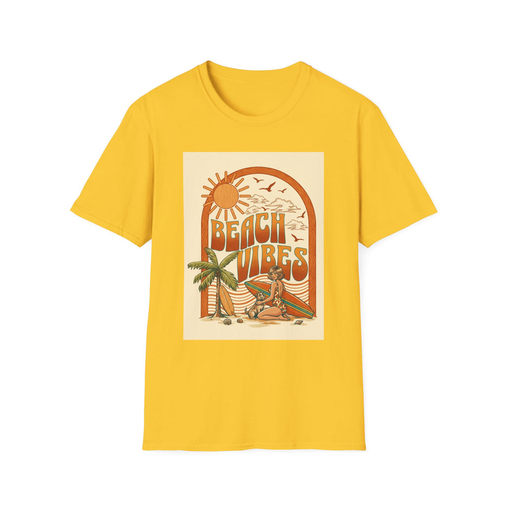 Beach Vibes T-Shirt — Retro Sun & Palm Graphic Tee Printify