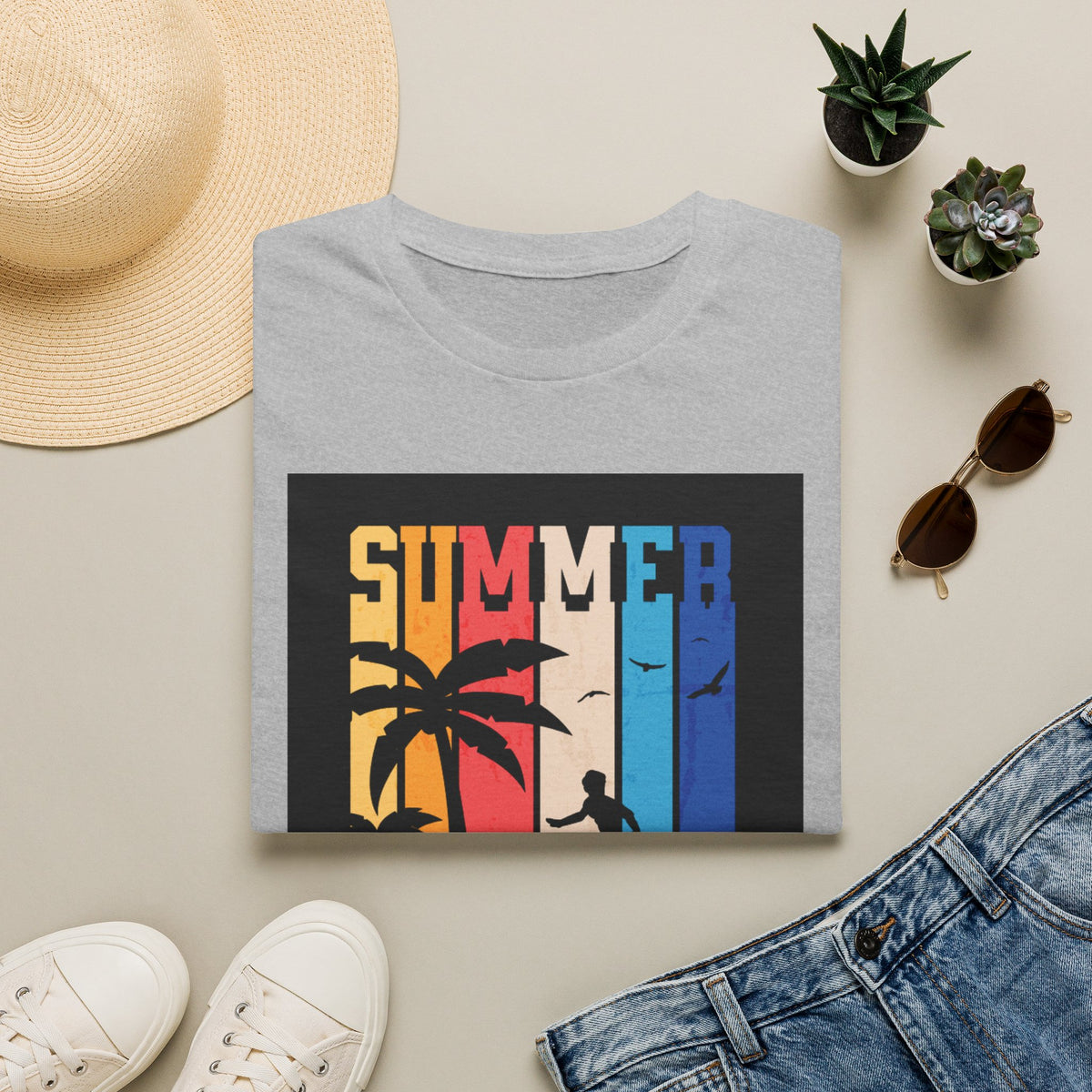 Summer Vibes T-Shirt — Retro Palm Tree Surf Graphic Printify