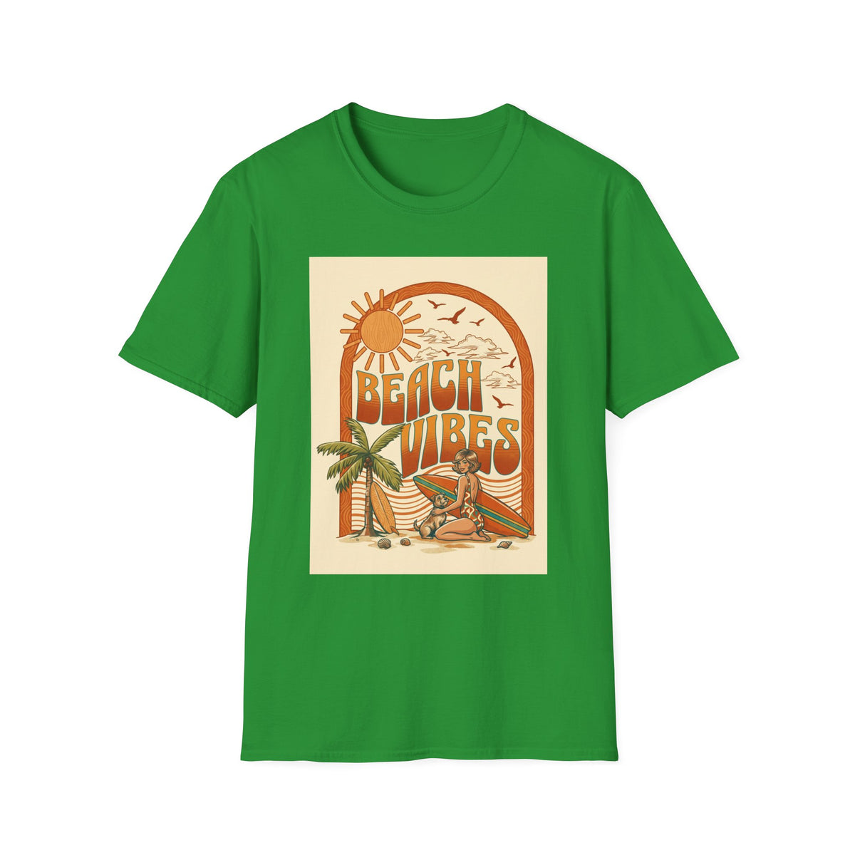 Beach Vibes T-Shirt — Retro Sun & Palm Graphic Tee Printify