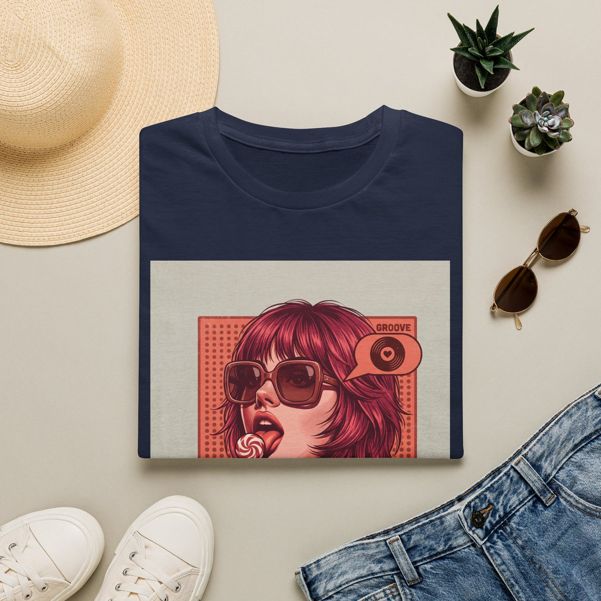 Retro Pop Art T-Shirt — 'Relax, Baby' Sunglasses Girl Graphic Printify